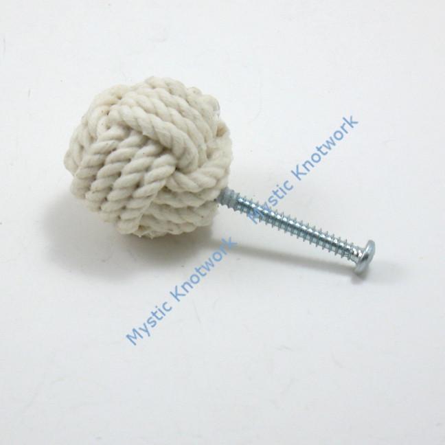 Nautical Knot Monkey Fist Drawer Pull Knobs handmade at Mystic Knotwork