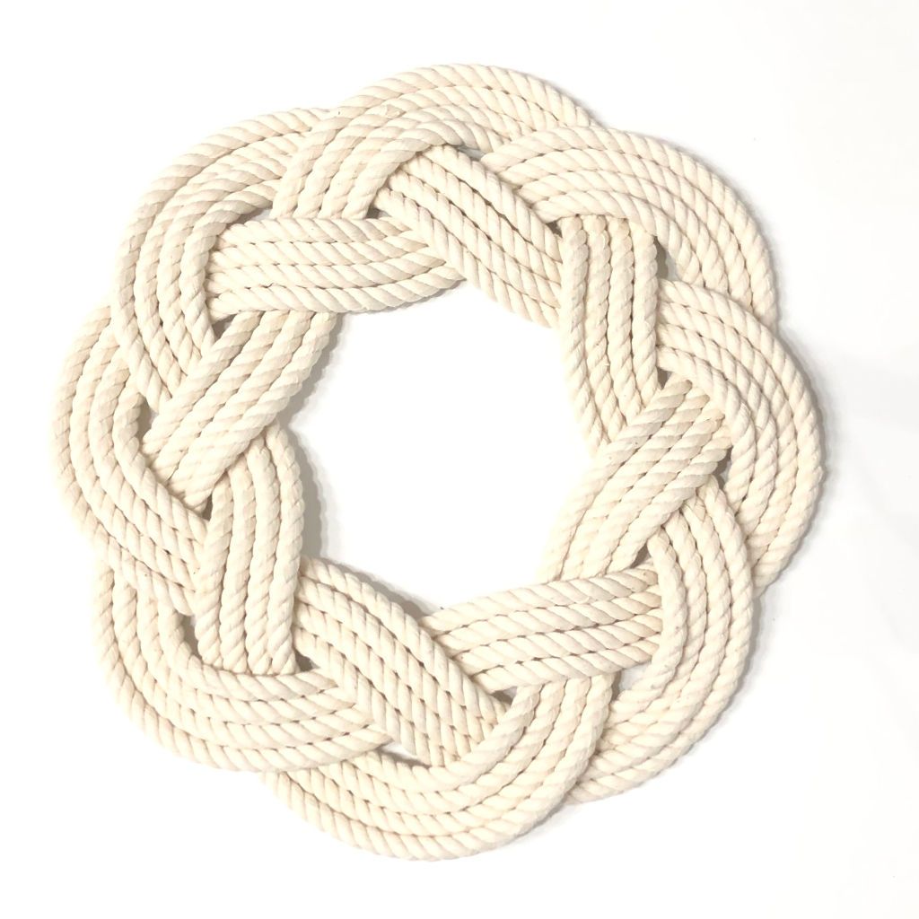 Nautical Knot Sailor Knot Wreath or Centerpiece, White handmade at Mystic Knotwork