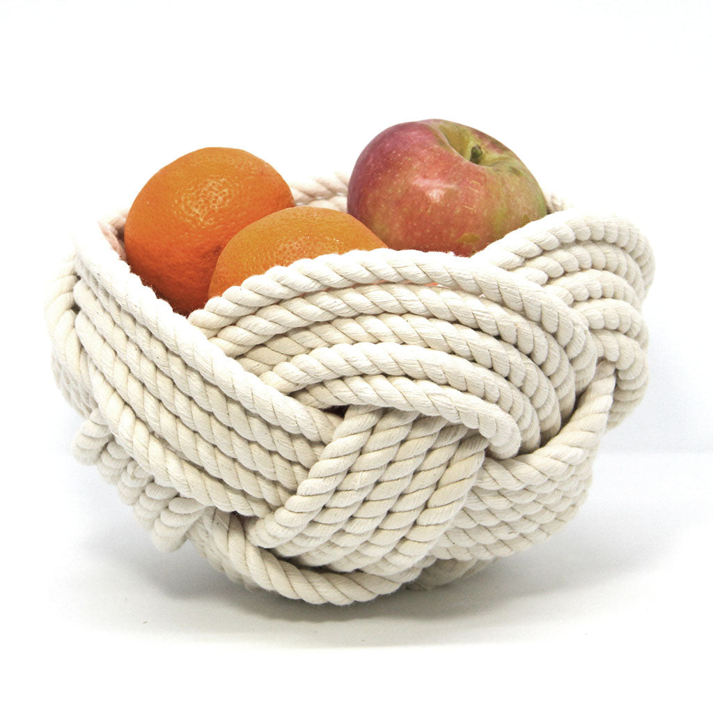 Celtic Knot Woven Cotton Bowl, White or Navy home decoration Mystic Knotwork 