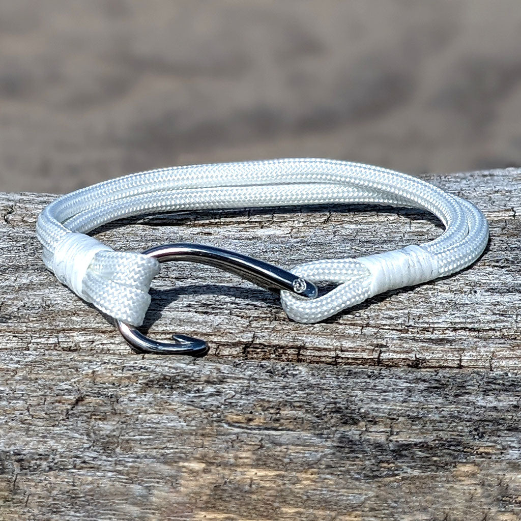 White Nautical Fish Hook Bracelet 001 Bracelets Mystic Knotwork 