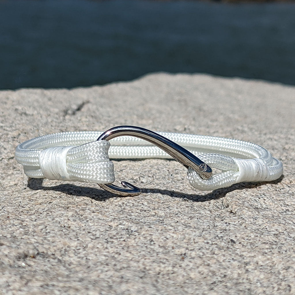 White Nautical Fish Hook Bracelet 001 Bracelets Mystic Knotwork 