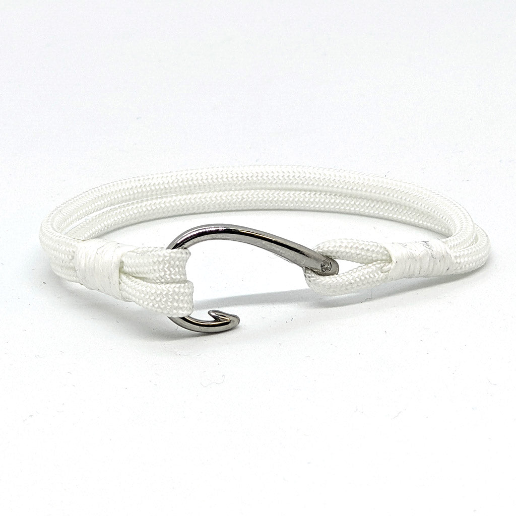Fish Hook Nautical Bracelet 14 Color Choices Mystic Knotwork Small 6" white 