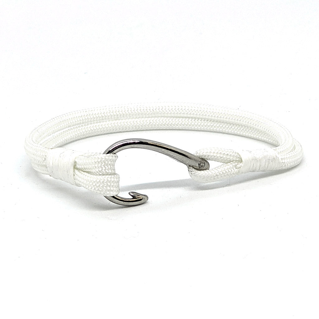 etsy fish hook wristband White Nautical Fish Hook Bracelet 001 Medium 7"