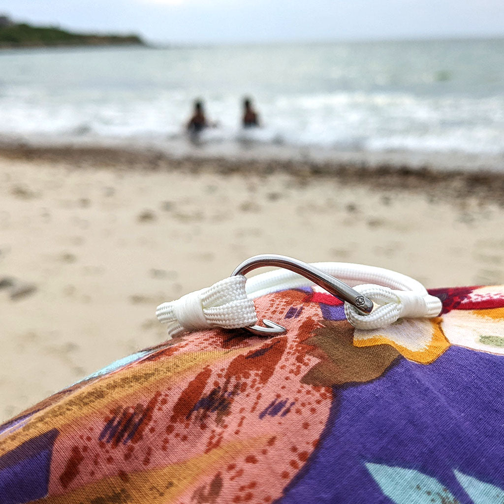 White Nautical Fish Hook Bracelet 001 Bracelets Mystic Knotwork 