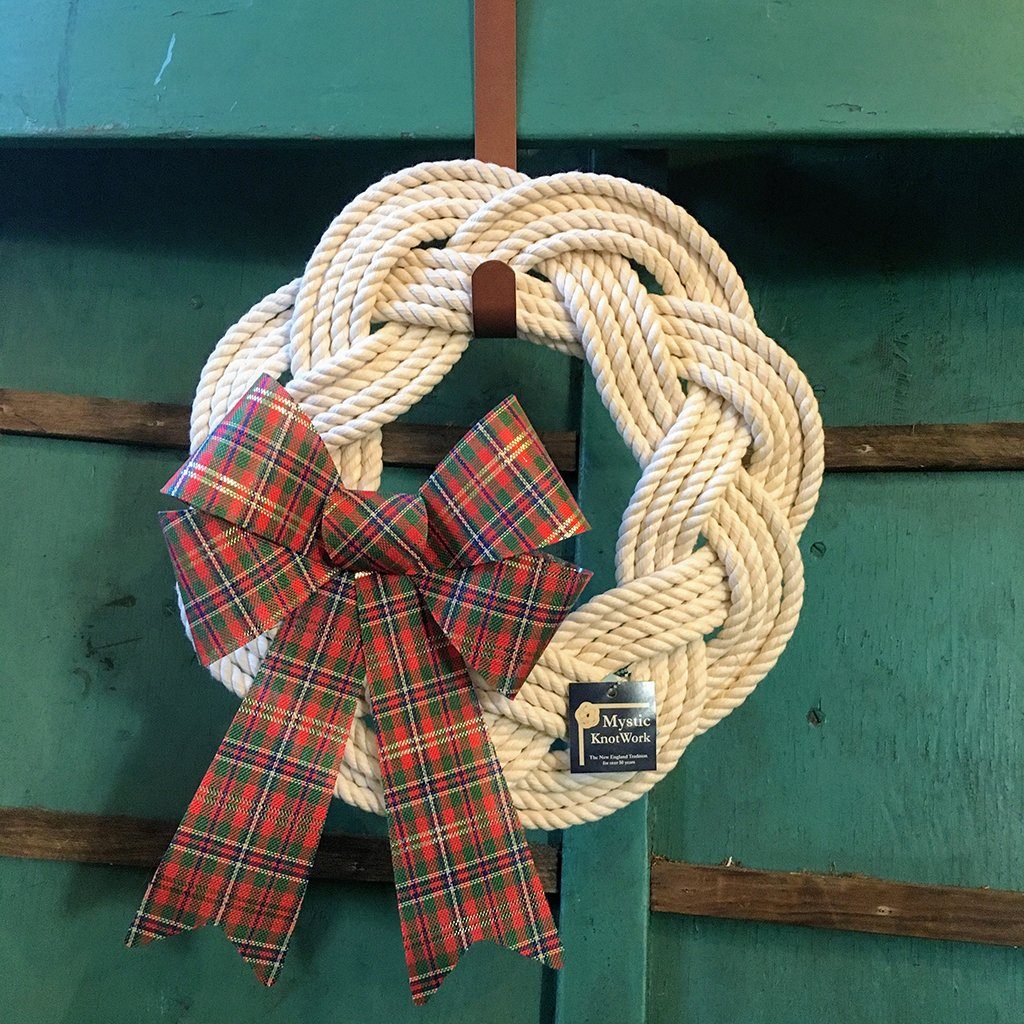 Sailor Knot Wreath or Centerpiece, White Cotton, w/ Frame - Mystic Knotwork