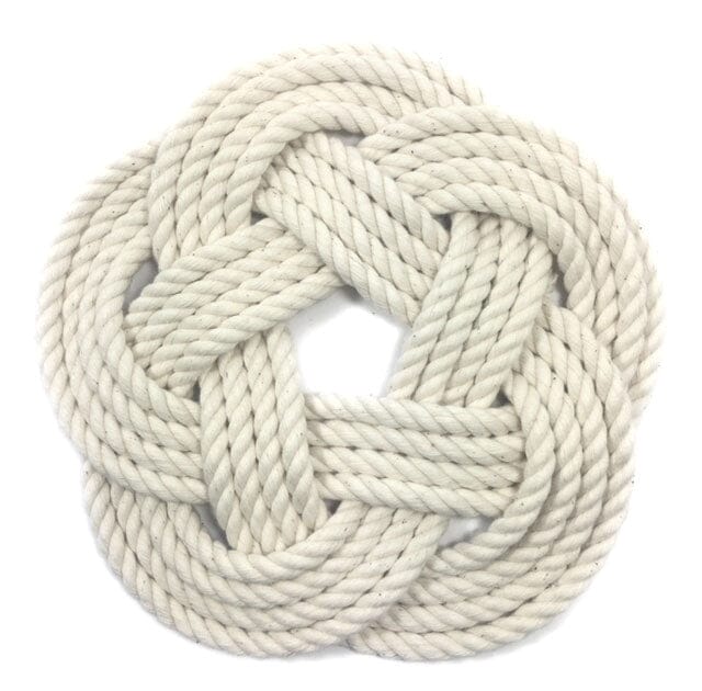 Mud Pie Knotted Cotton Trivet - 9 Inch Diameter, Cream Color, Heat Resistant Pot Holder