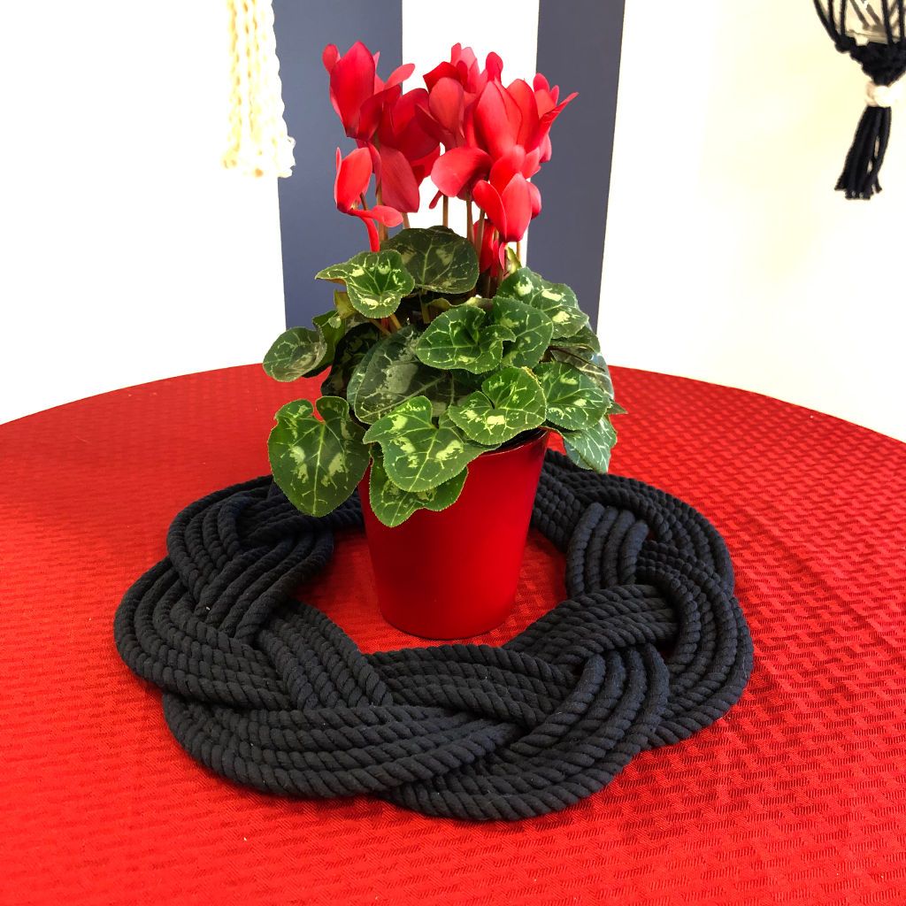 Nautical Knot Sailor Knot Wreath or Centerpiece, Navy Blue handmade at Mystic Knotwork