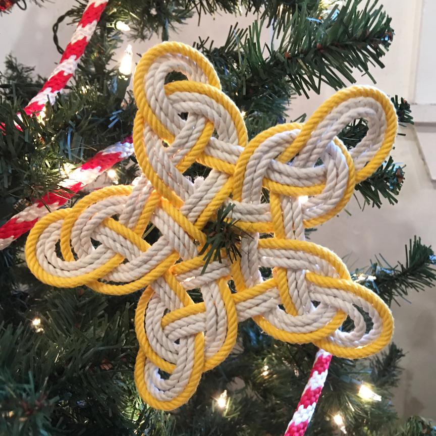 Nautical Knot Nautical Woven Star, Cotton Knot for Christmas Tree Topper or Home Decoration handmade at Mystic Knotwork