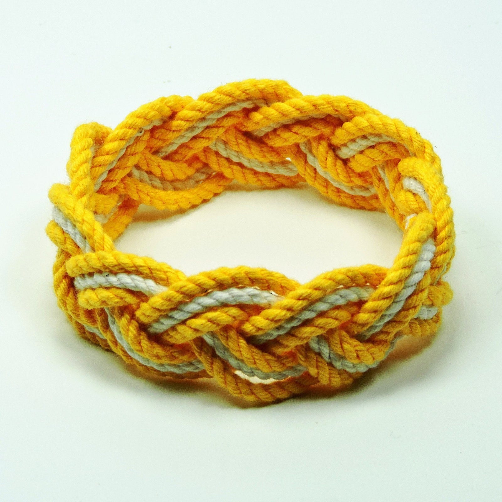 Nautical Knot Striped Sailor Bracelet, Tropical Colors w/ White Stripe handmade at Mystic Knotwork